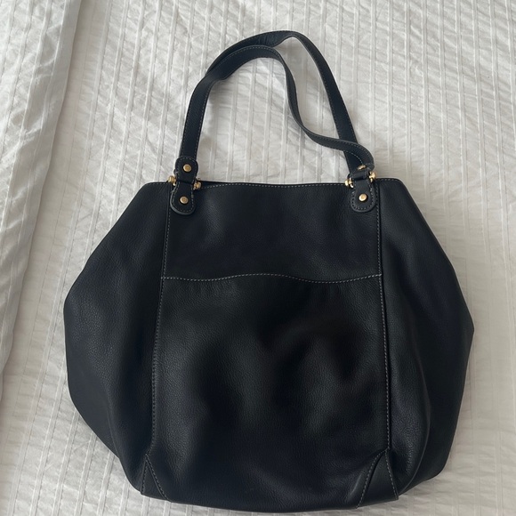 Liz Claiborne black leather tote bag purse - Picture 1 of 5